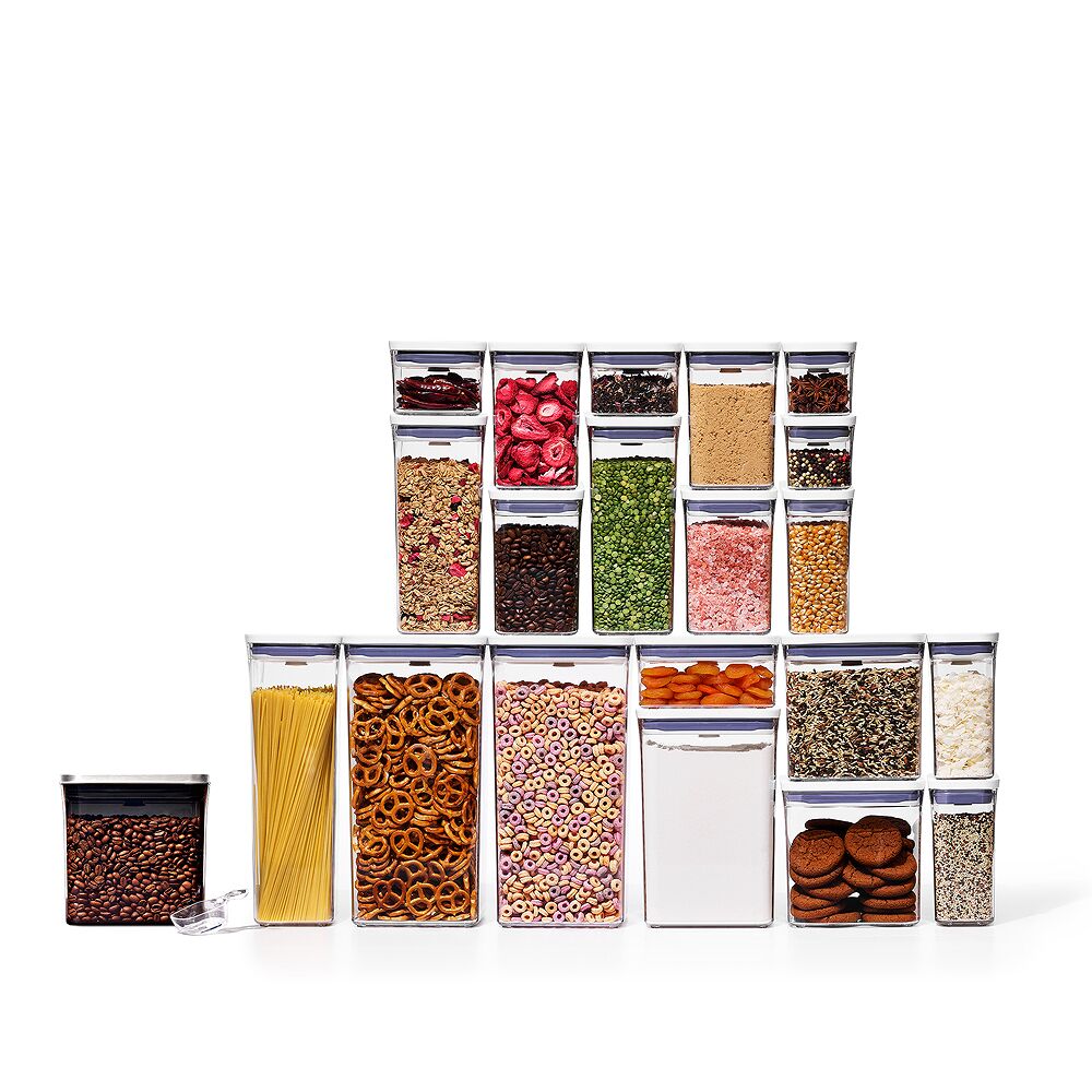 20-Piece POP Container Set & Steel Coffee POP Container (1.7 Qt) with Scoop Bundle D0