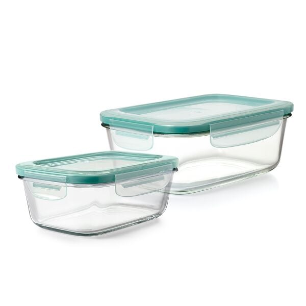 8 Cup Smart Seal Glass Rectangle Container & 3.5 Cup Smart Seal Glass Rectangle Container Bundle V3