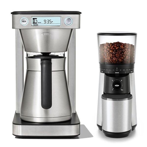 12-Cup Coffee Maker with Podless Single-Serve Function & Conical Burr Coffee Grinder Bundle O0