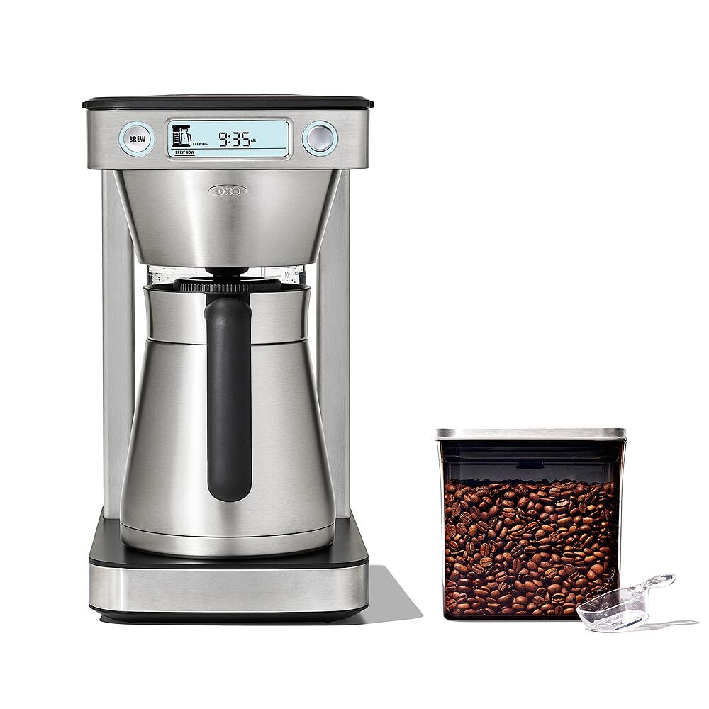 12-Cup Coffee Maker with Podless Single-Serve Function & Steel Coffee POP Container (1.7 Qt) with Scoop Bundle D7