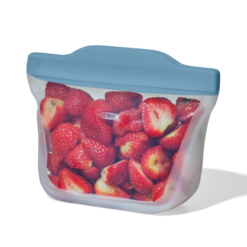 Silicone Reusable Bag Stand-Up Snack (12 oz) - Ocean Blue T4