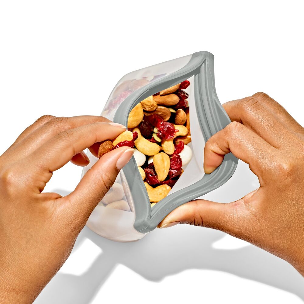 Silicone Reusable Bag Stand-Up Snack (12 oz) - Fog U3