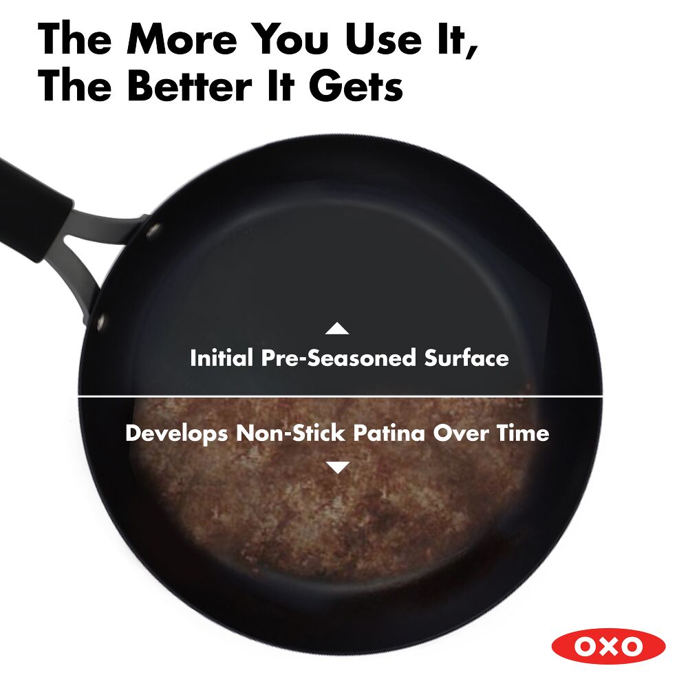 Carbon Steel Obsidian Series 8-Inch Frypan with Silicone Sleeve O1
