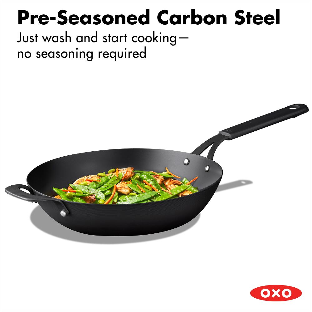 Carbon Steel Obsidian Series 12-Inch Wok with Silicone Sleeve V5