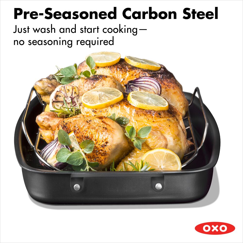 Carbon Steel Obsidian Series Roaster with Rack W1