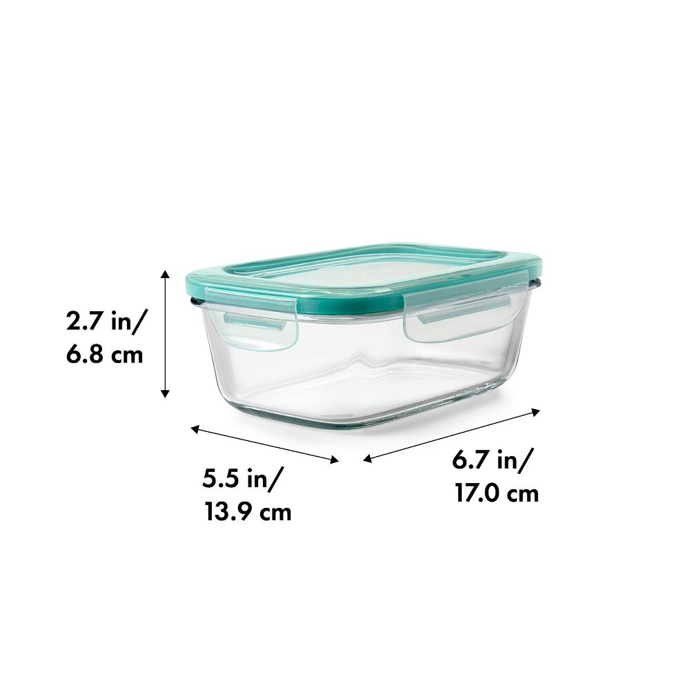 Smart Seal 3.5 Cup Glass Rectangle Container - Teal T5