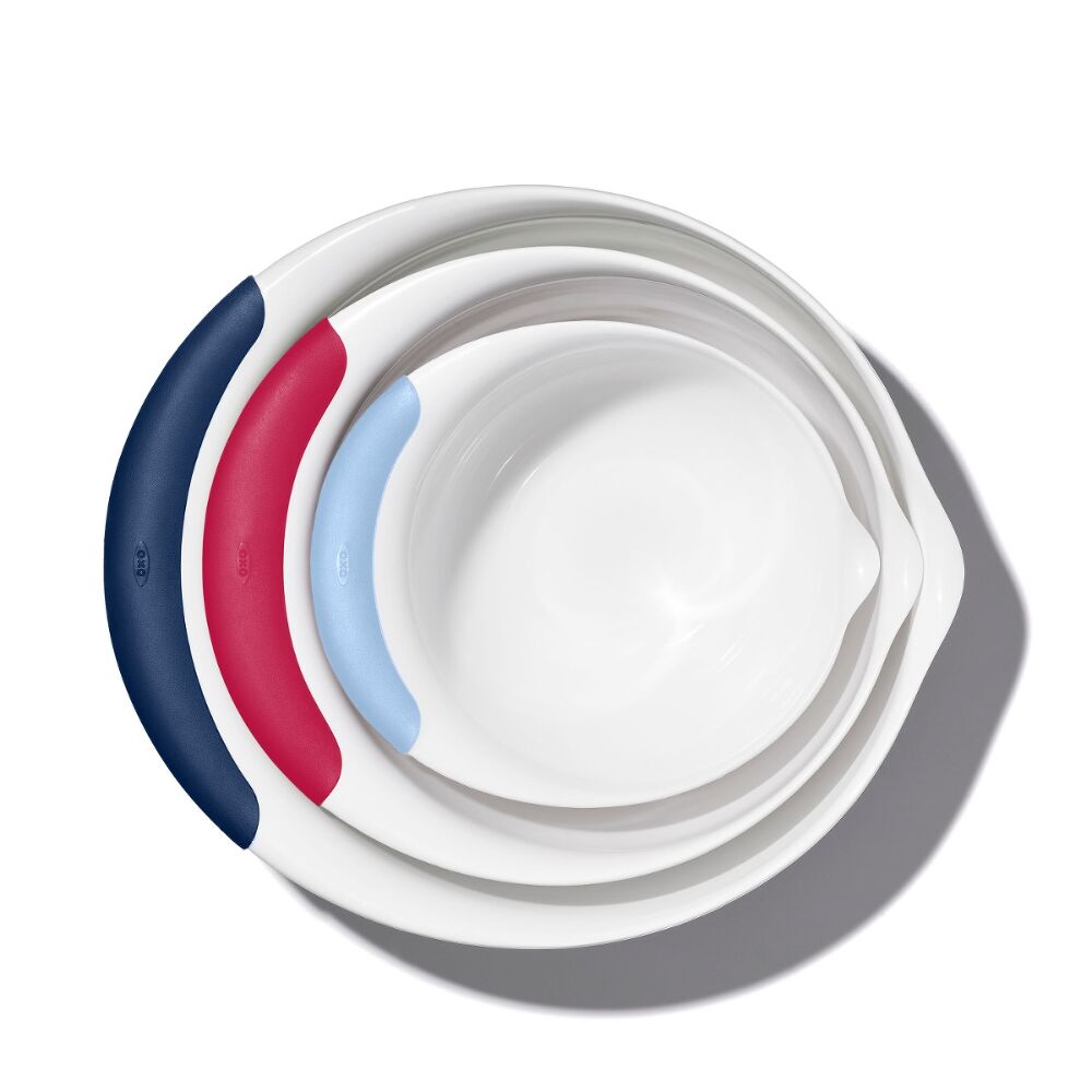 3 Piece Mixing Bowl Set New Colored Handles E2