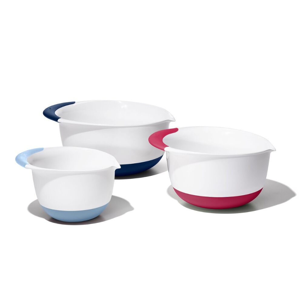 3 Piece Mixing Bowl Set New Colored Handles E2