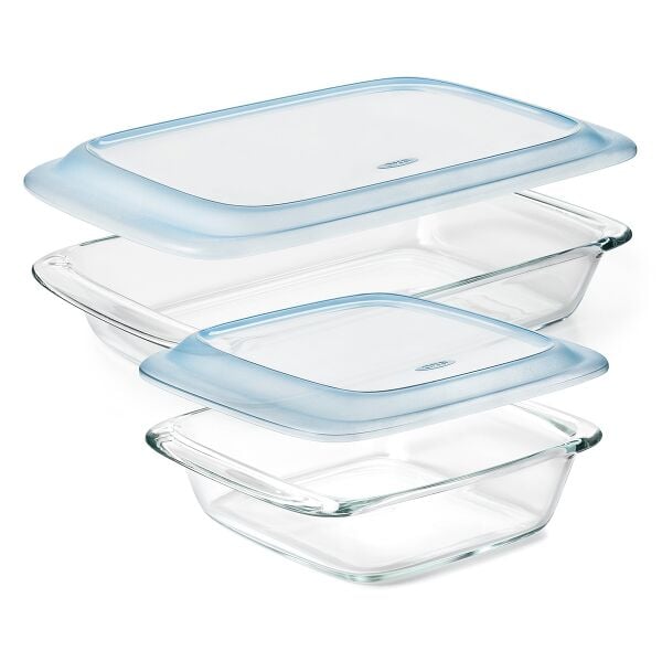 Glass Baking Dish with Lid (2.0 Qt) and Glass Baking Dish with Lid (3.0 Qt) Bundle Q2