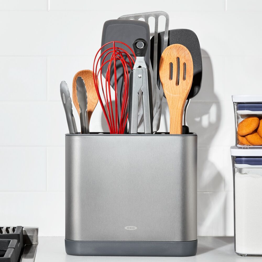 Adjustable Stainless Steel Utensil Holder - Large B1