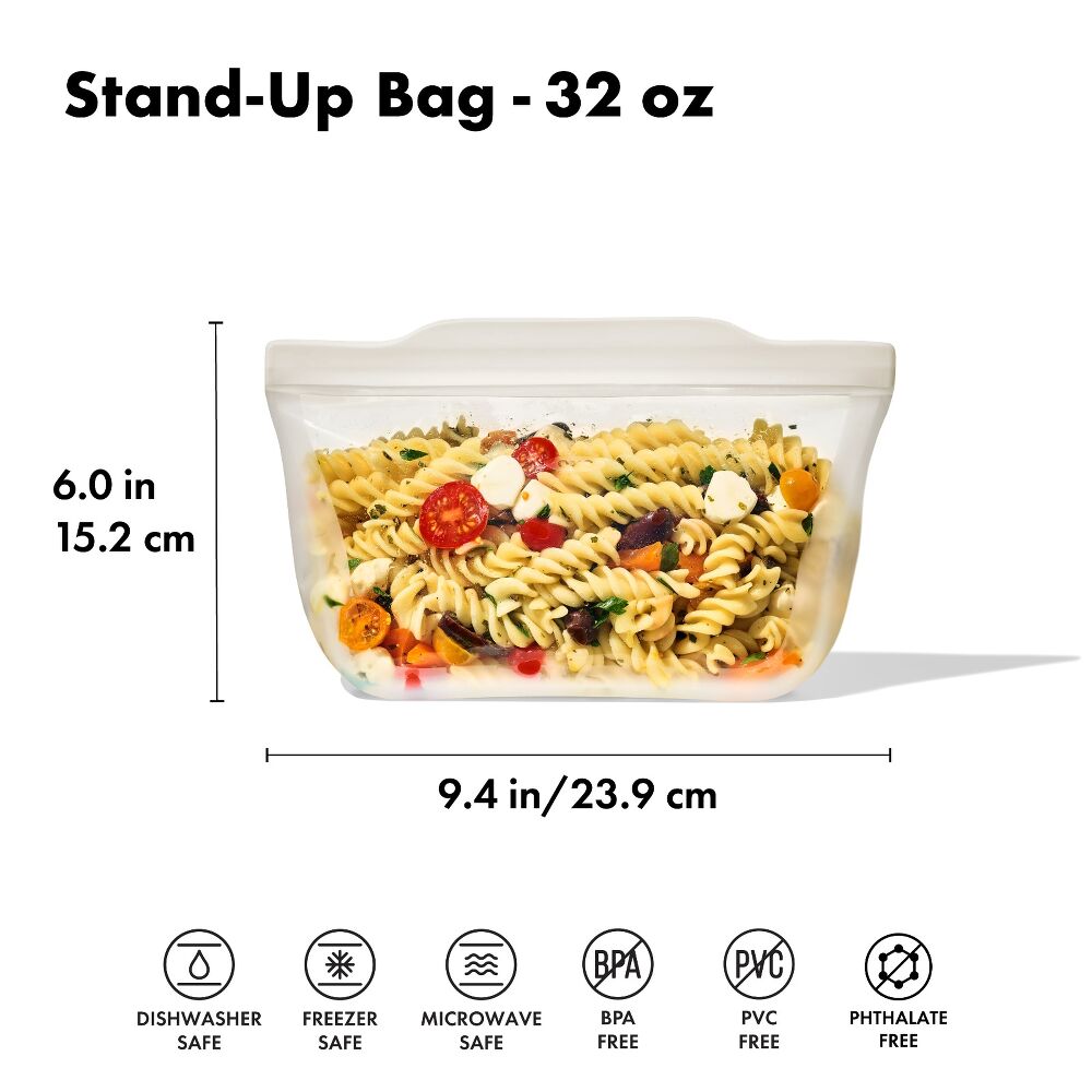 Silicone Reusable Bag - Stand-Up Quart (32 oz) - Oat R1
