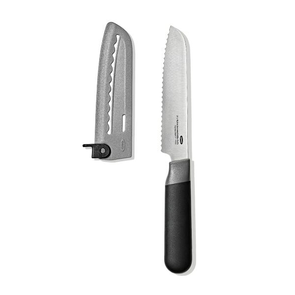 5 in Serrated Utility Knife with Locking Sheath F8