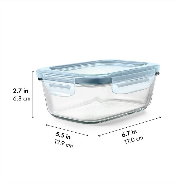 Smart Seal 3.5-Cup Glass Rectangle Container - Arctic Blue H3