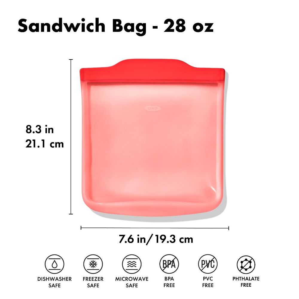 Silicone Reusable Bag - Sandwich Bag (28 oz) - Watermelon C4