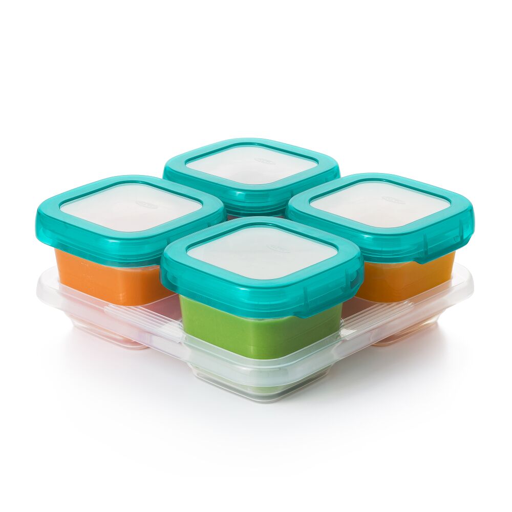 6 oz Baby Blocks™ Plastic Freezer Storage Containers - Tot Teal D7