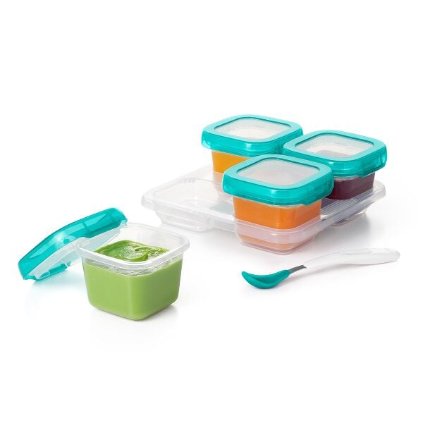 6 oz Baby Blocks™ Plastic Freezer Storage Containers - Tot Teal D7