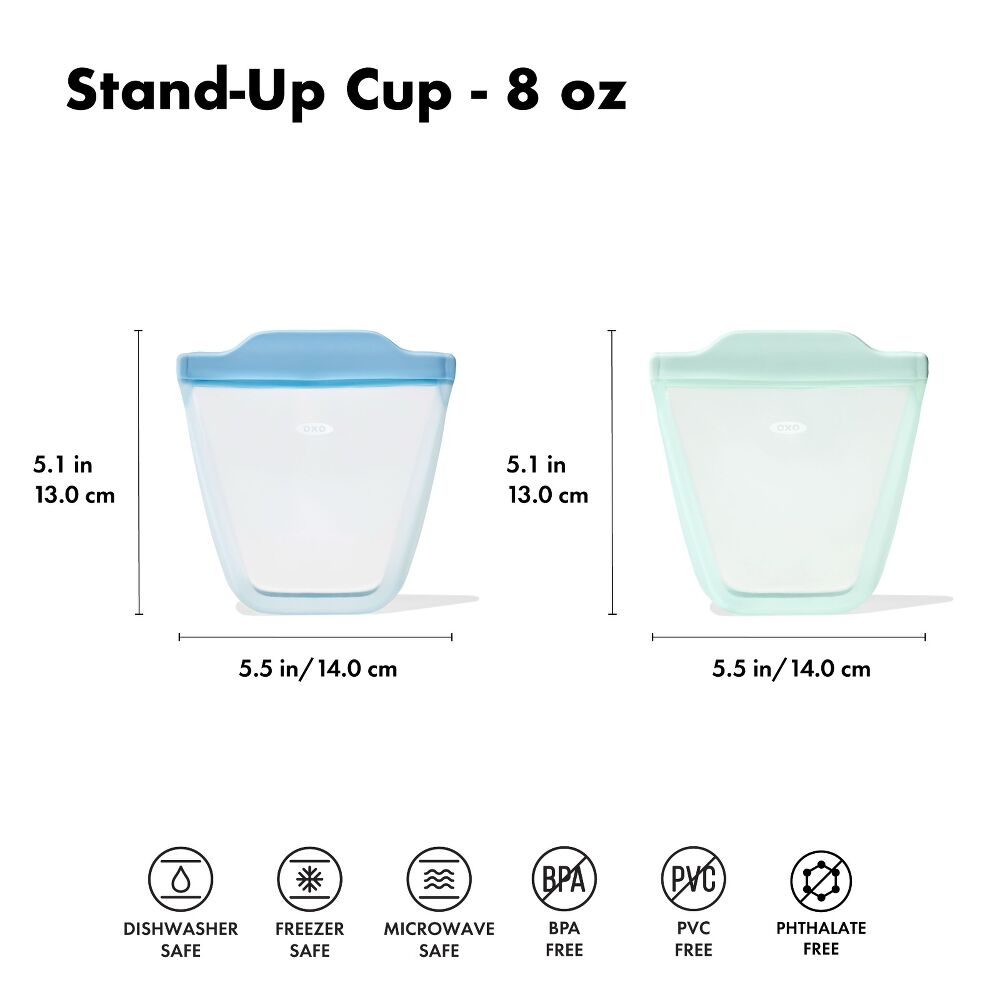 Tot Silicone Reusable Bag - 2-Piece Stand-Up Cup Set U7