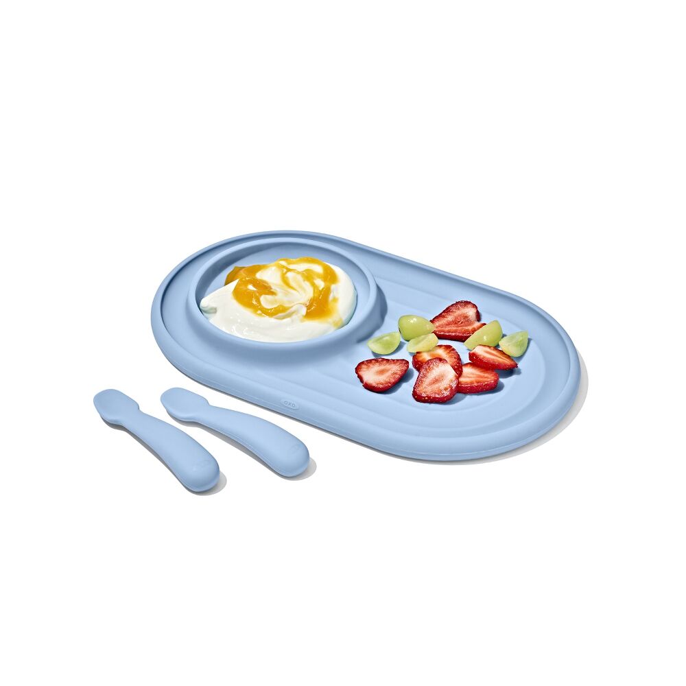 Textured Suction Plate & Spoons Set – 3-Piece Q4