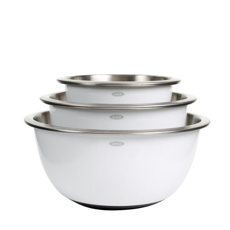 3-Piece Stainless Steel Mixing Bowl Set - White R8