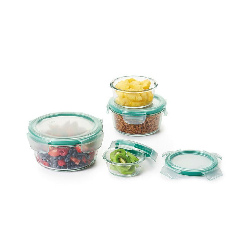 8 Piece Smart Seal Glass Round Container Set T6