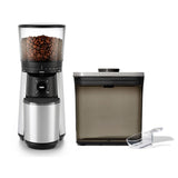 Conical Burr Coffee Grinder & Steel Coffee POP Container (1.7 Qt) with Scoop Bundle H9