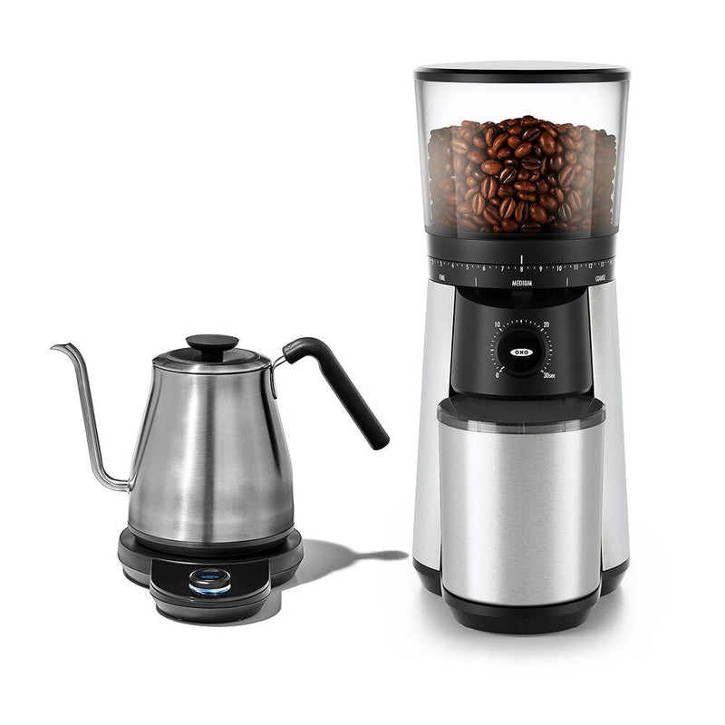 Adjustable Temperature Pour-Over Kettle & Conical Burr Coffee Grinder Bundle L6