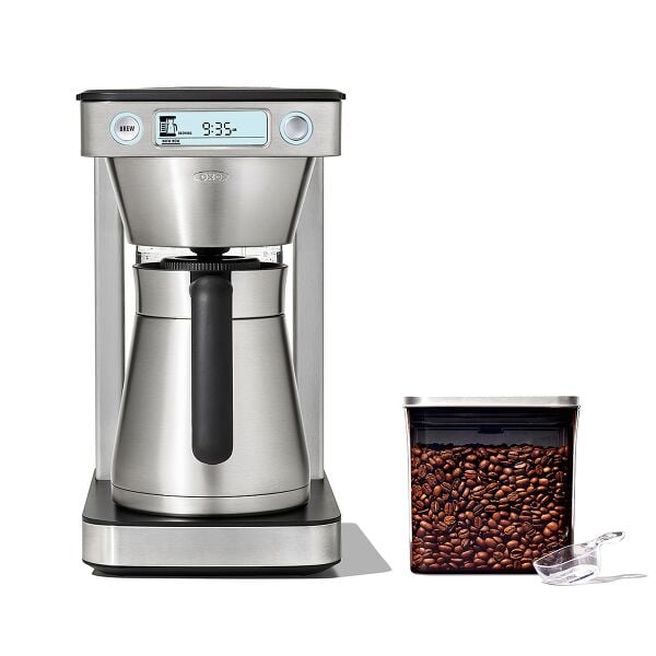 12-Cup Coffee Maker with Podless Single-Serve Function & Steel Coffee POP Container (1.7 Qt) with Scoop Bundle D7
