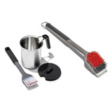 Grilling Basting Pot and Brush Set & Nylon Grill Brush for Cold Cleaning Bundle Q2