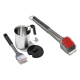 Grilling Basting Pot and Brush Set & Nylon Grill Brush for Cold Cleaning Bundle Q2