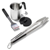 Grilling Basting Pot and Brush Set & Grilling Tongs with Built-In Bottle Opener Bundle G4