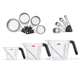 3 Piece Angled Measuring Cup Set & Stainless Steel Measuring Cups and Spoons Set Bundle W1
