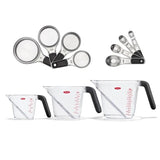 3 Piece Angled Measuring Cup Set & Stainless Steel Measuring Cups and Spoons Set Bundle W1
