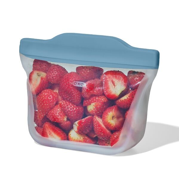 Silicone Reusable Bag  Stand-Up Snack (12 oz) - Ocean Blue T4