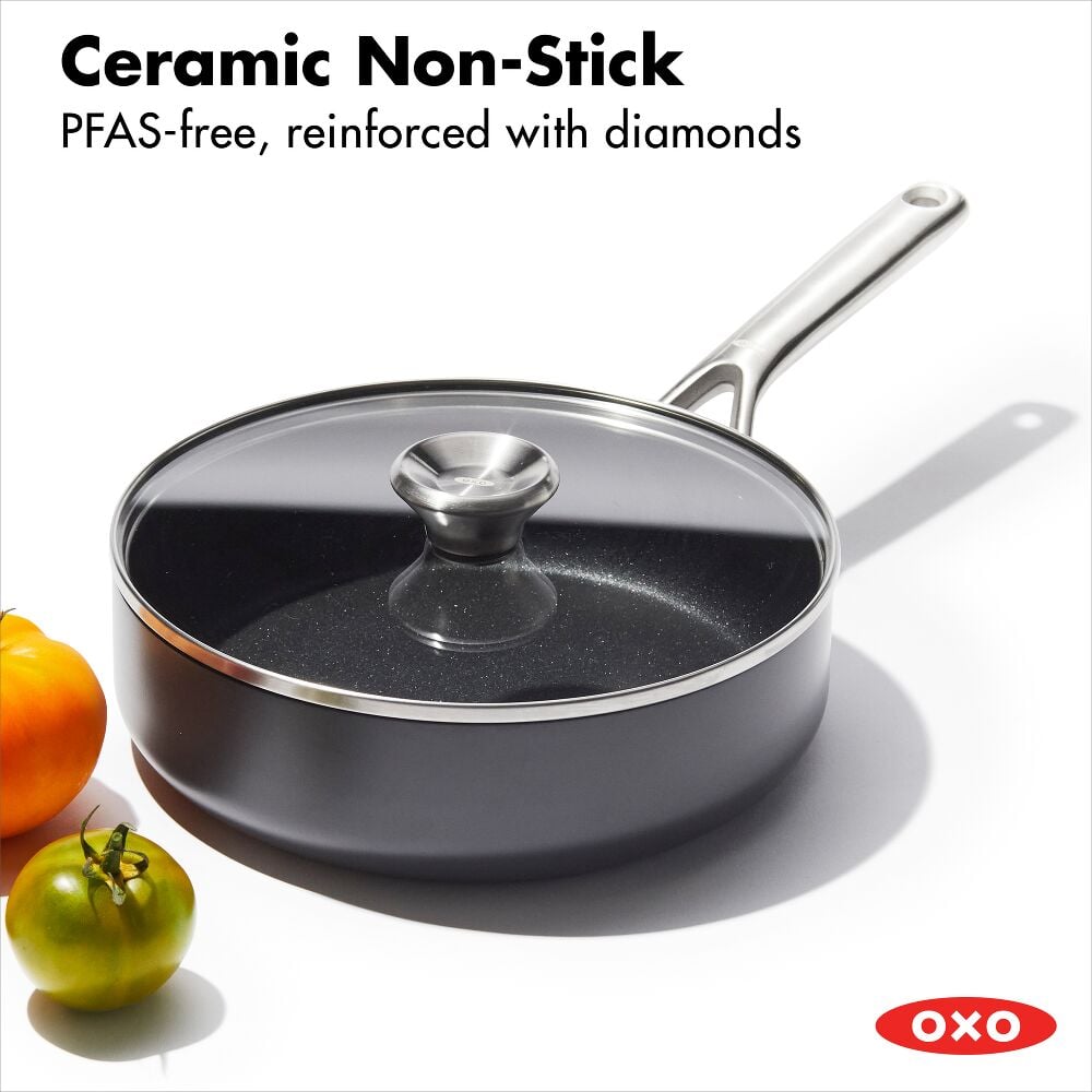 Ceramic Professional Non-Stick 3-Quart Sauté Pan with Lid Q6