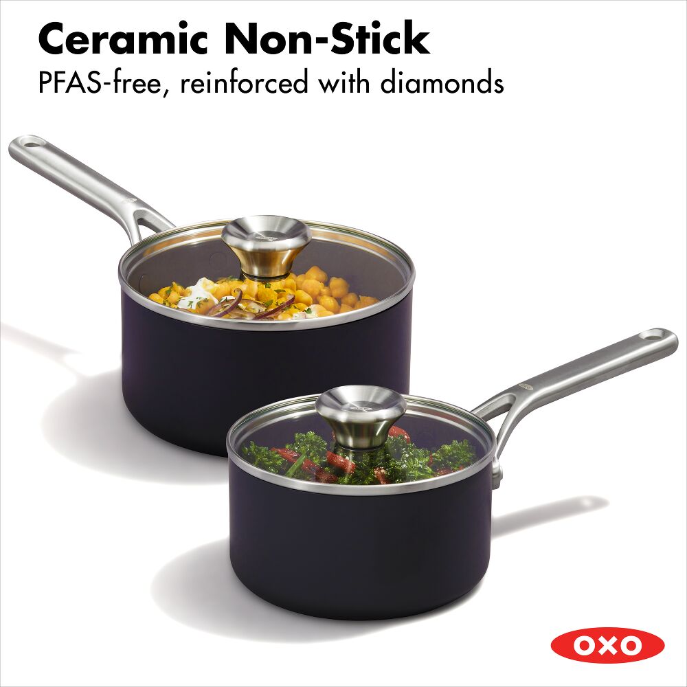 Ceramic Professional Non-Stick 4-Piece Saucepan Set (1.7 Qt & 2.3 Qt) H1