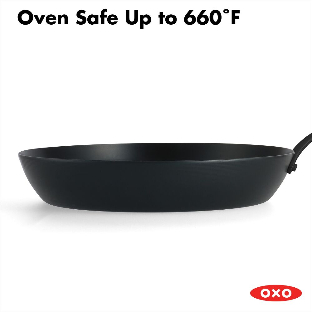 OXO Carbon Steel Obsidian Series 12-Inch Frypan with Silicone Sleeve K7