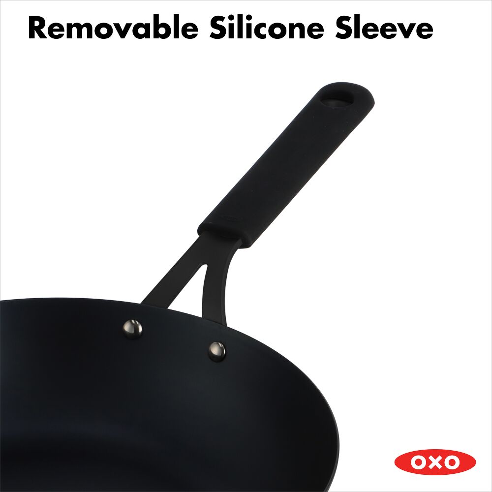 Carbon Steel Obsidian Series 12-Inch Wok with Silicone Sleeve V5