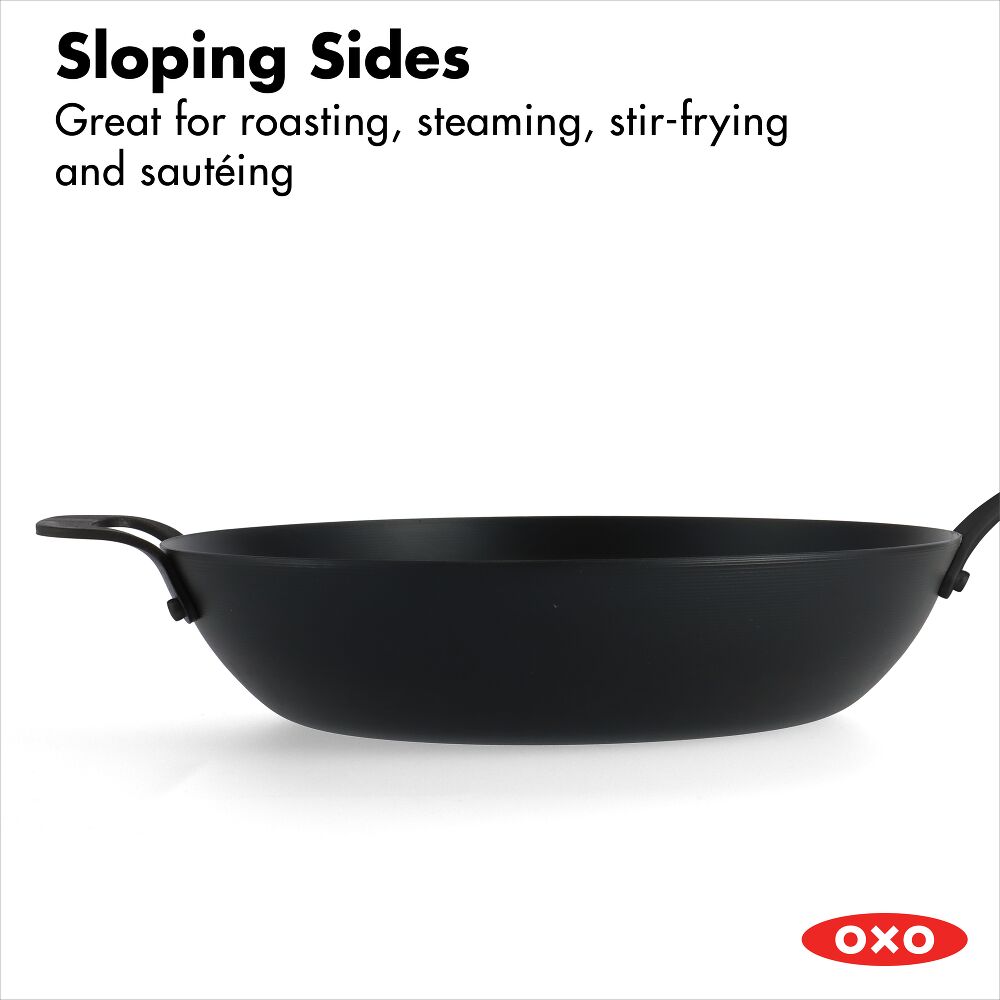 Carbon Steel Obsidian Series 12-Inch Wok with Silicone Sleeve V5