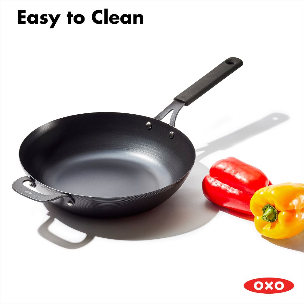 Carbon Steel Obsidian Series 12-Inch Wok with Silicone Sleeve V5