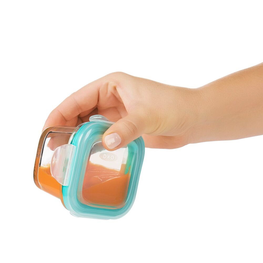 Baby Blocks Glass Food Storage Containers 4 Oz - Tot Teal Z3
