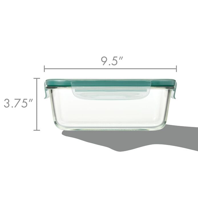 Smart Seal 8 Cup Glass Rectangle Container - Teal M1