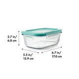 Smart Seal 3.5 Cup Glass Rectangle Container - Teal T5