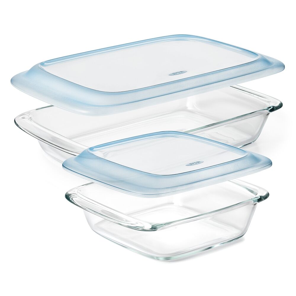 Glass Baking Dish with Lid (2.0 Qt) and Glass Baking Dish with Lid (3.0 Qt) Bundle Q2