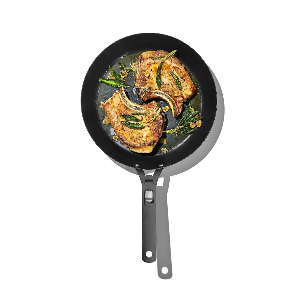 Outdoor 12-inch Carbon Steel Pan with Removable Handle W0