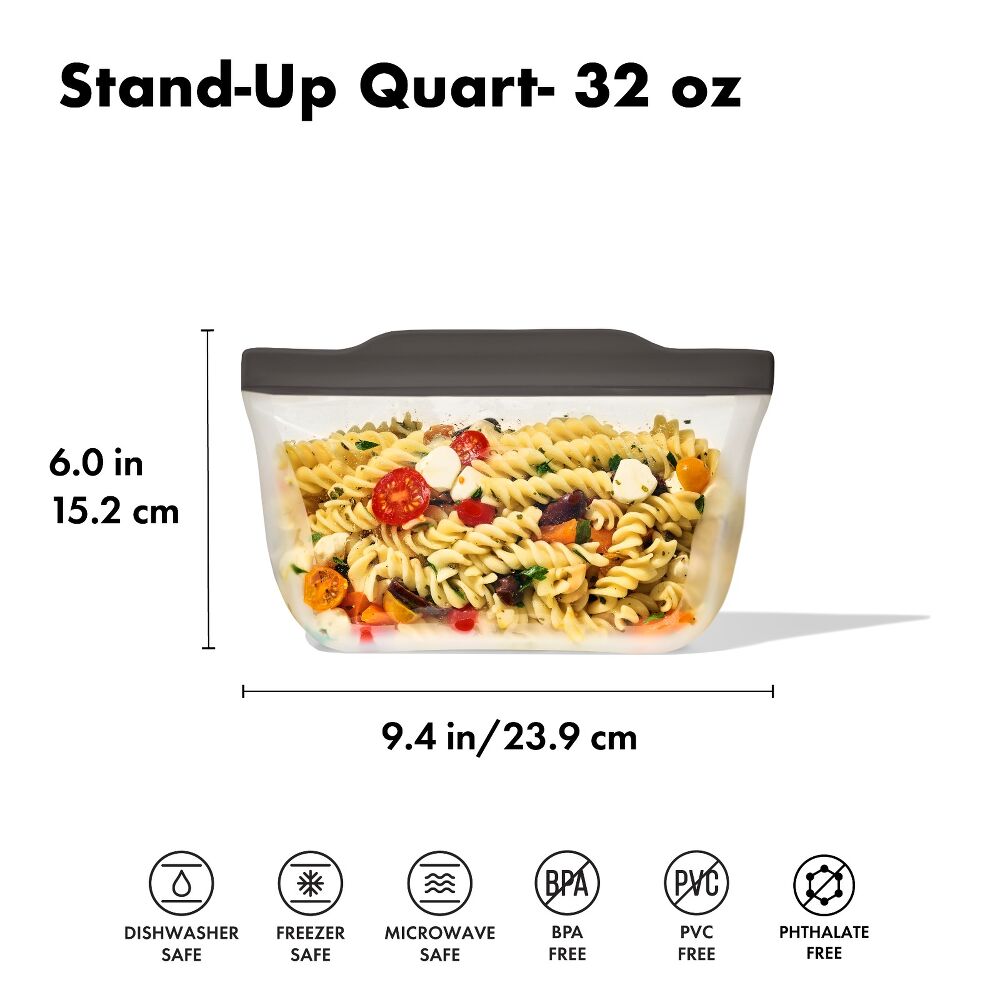 Outdoor Silicone Reusable Stand Up Bag Quart (32 oz) E0