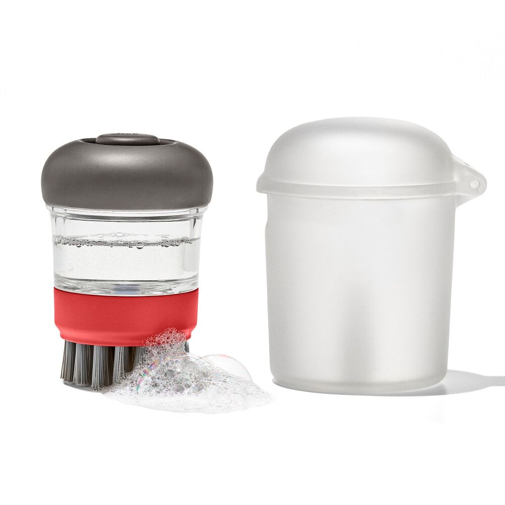 Outdoor Soap Dispensing Dish Brush with Storage Case T7