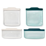Silicone Reusable Bag -  4 Piece Lunch Set - Oat/Lagoon B7