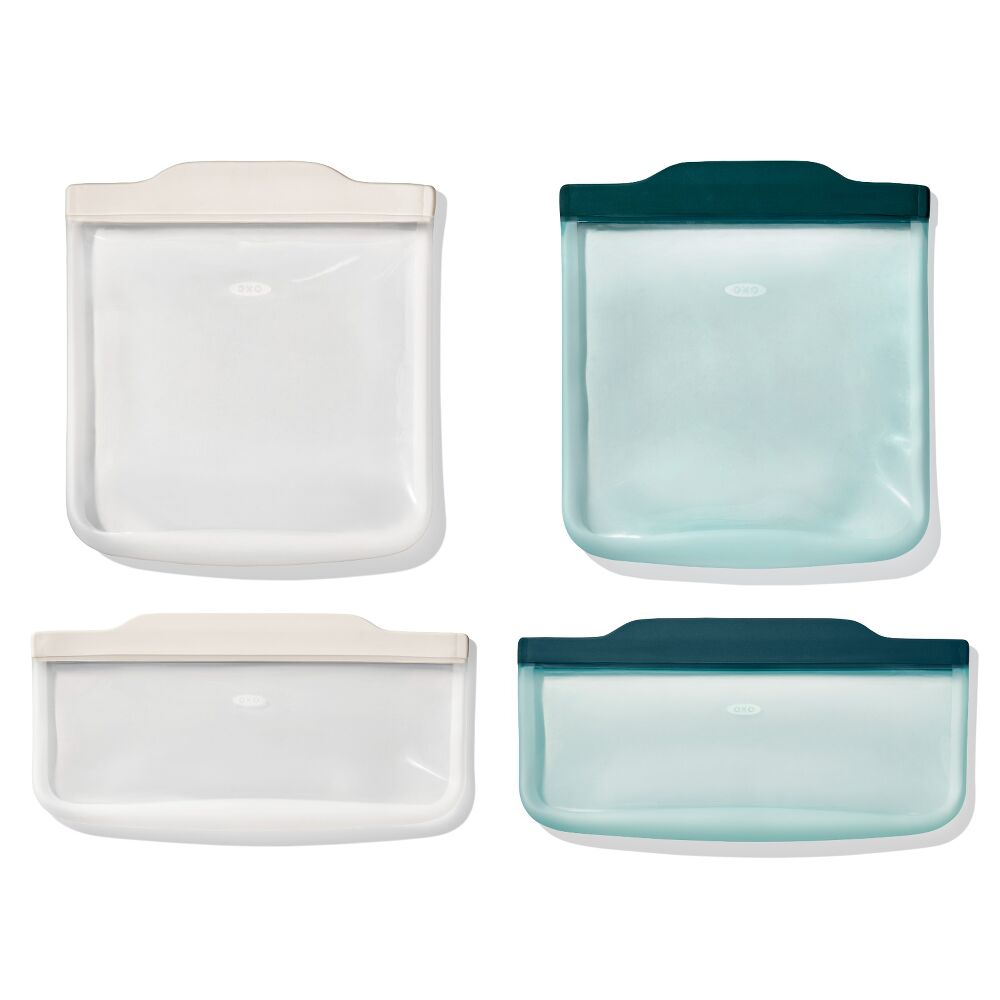 Silicone Reusable Bag -  4 Piece Lunch Set - Oat/Lagoon B7