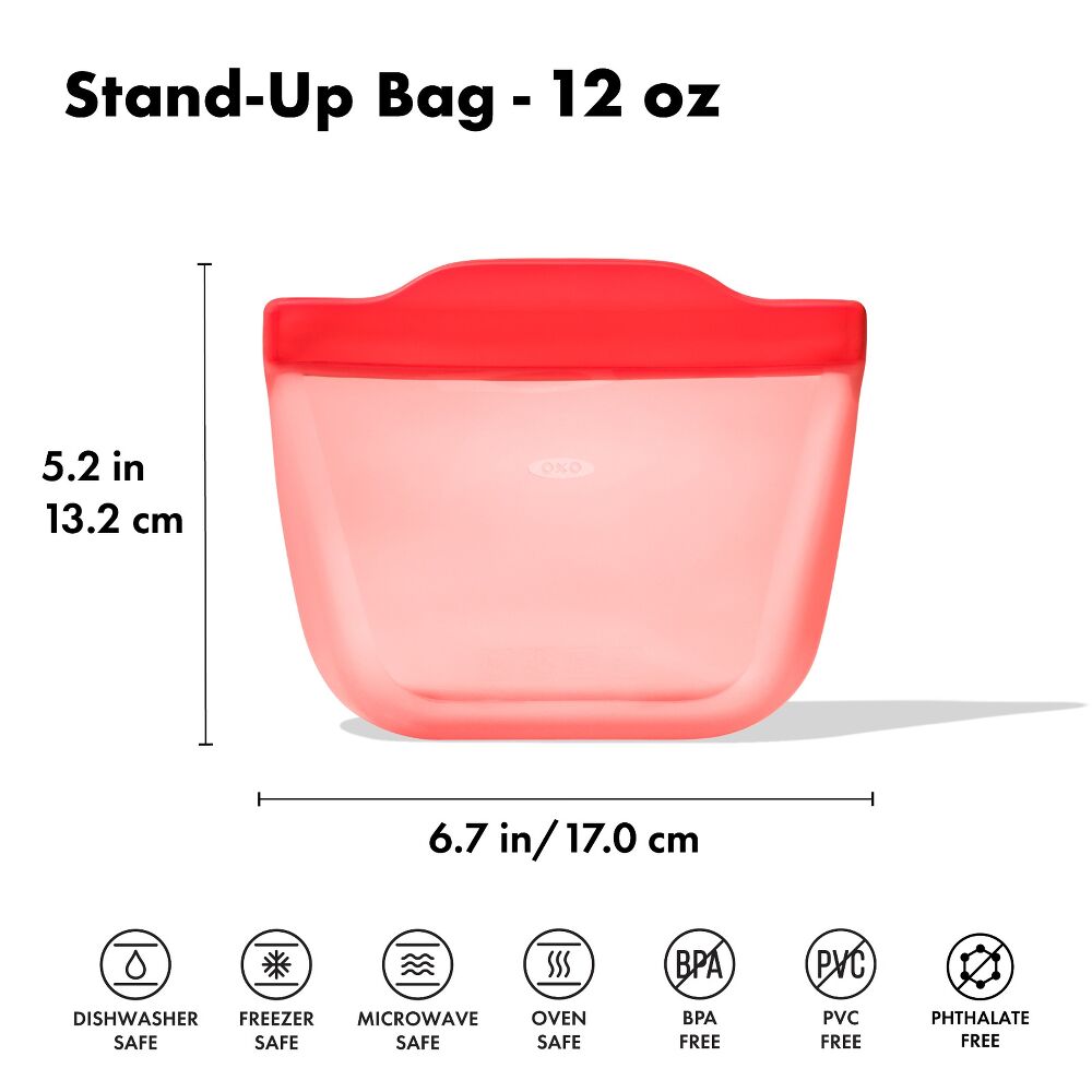 Silicone Reusable Bag - Stand-Up Snack (12 oz) – Watermelon A4