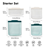 Silicone Reusable Bag - 4 Piece Starter Set - Oat/Lagoon K9